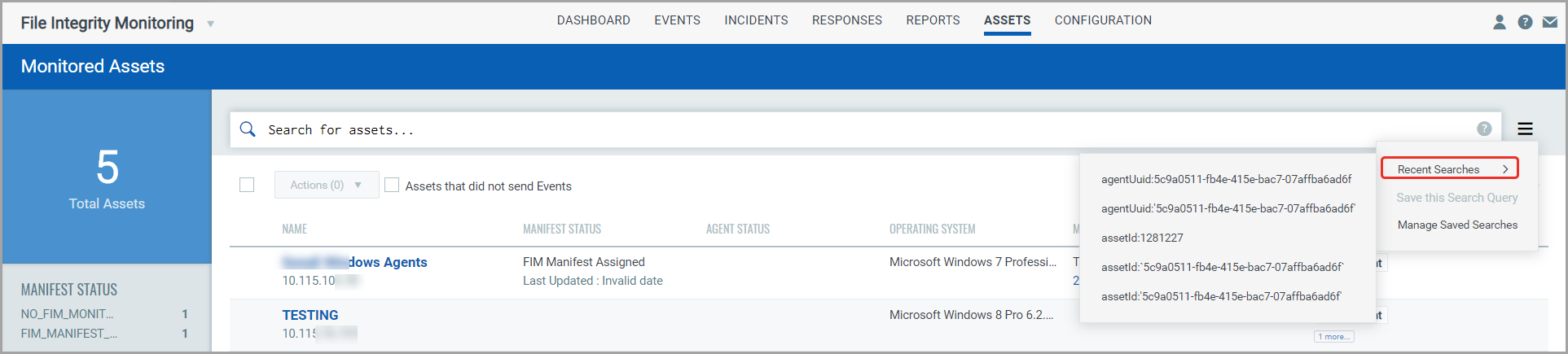 The latest five search queries that you used are available to use.